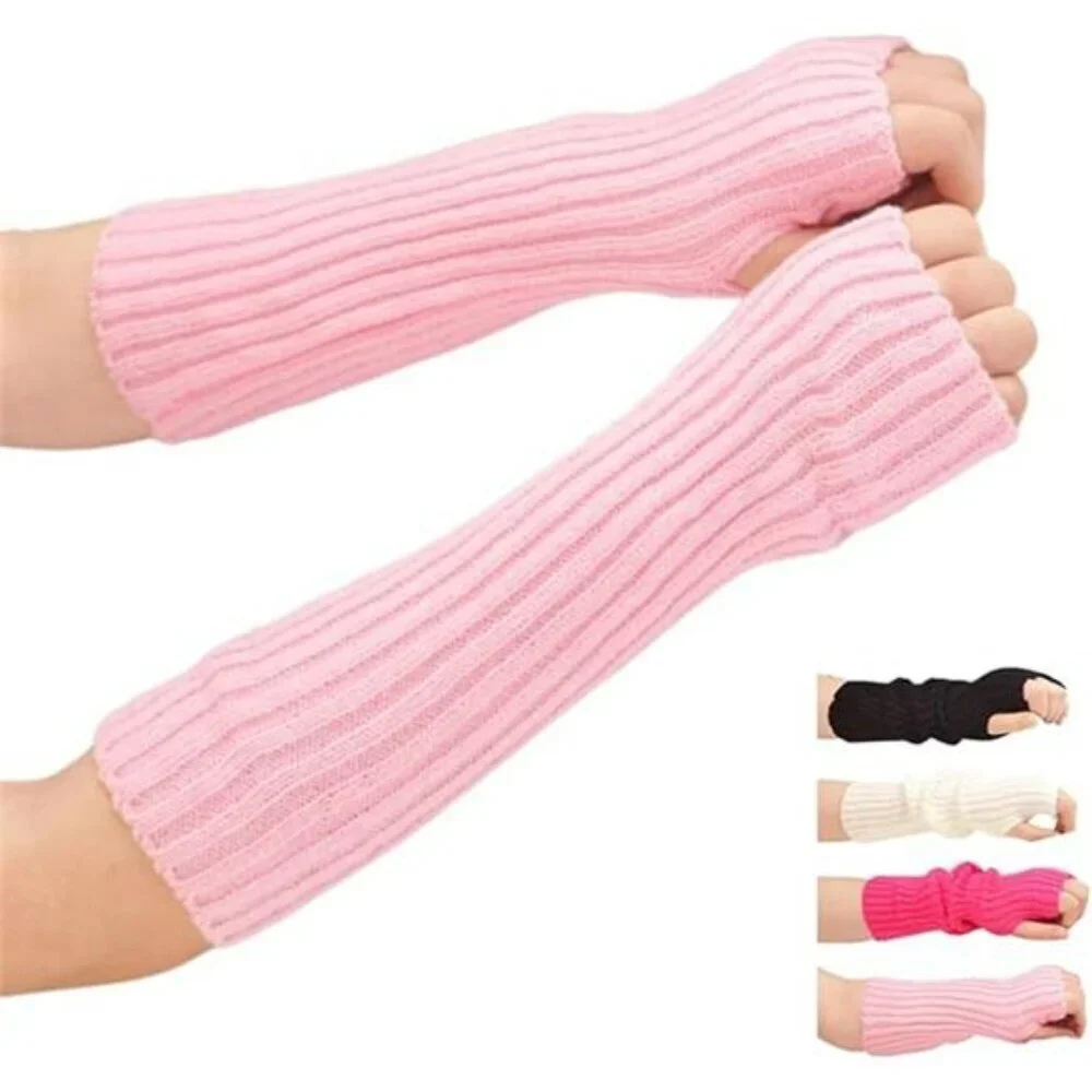 Kawaii Arm Warmers Y2K Fingerless Gloves Harajuku Goth Knit Arm Sleeves